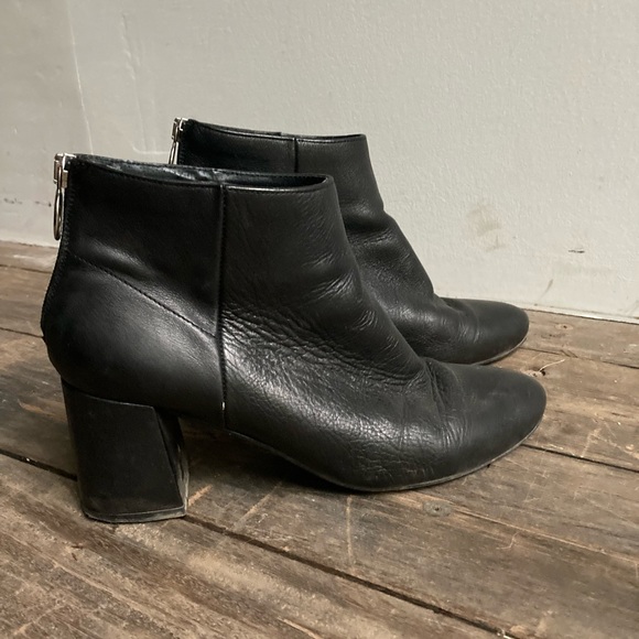 OFFICE black leather booties block heel UK 7 / US9.5 - Picture 2 of 7